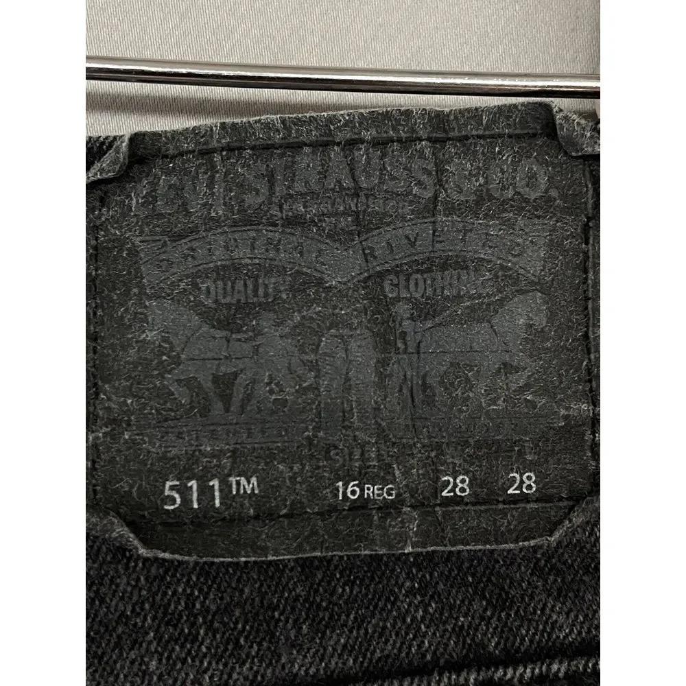 Levis‎ 511 Jeans YOUTH BOYS 16 SLIM 28x28 Straight Black Medium Wash Stretch